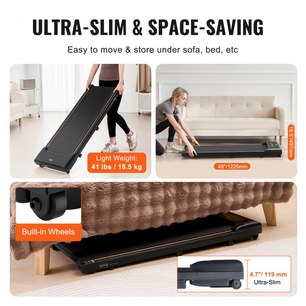S7 - 15.2"x41" Under Desk Walking Pad with 2.5 HP Quiet Motor