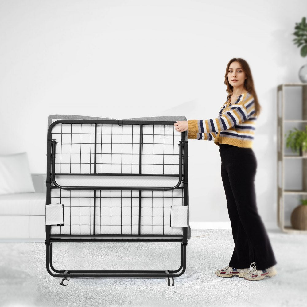 SDC-36-1 - Compact Foldable Rollaway Bed with 4" Foam Mattress, 450 lbs Capacity