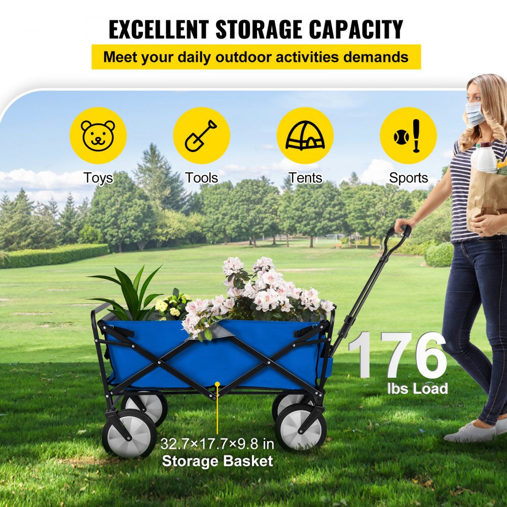 VV-FWC-BG - Heavy-Duty Collapsible Wagon Cart for Outdoor Adventures