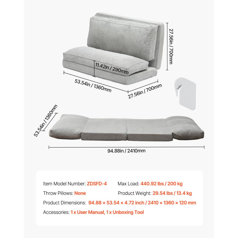 ZDSFD-4 - Compact Folding Sofa Bed with 25D Memory Foam Comfort