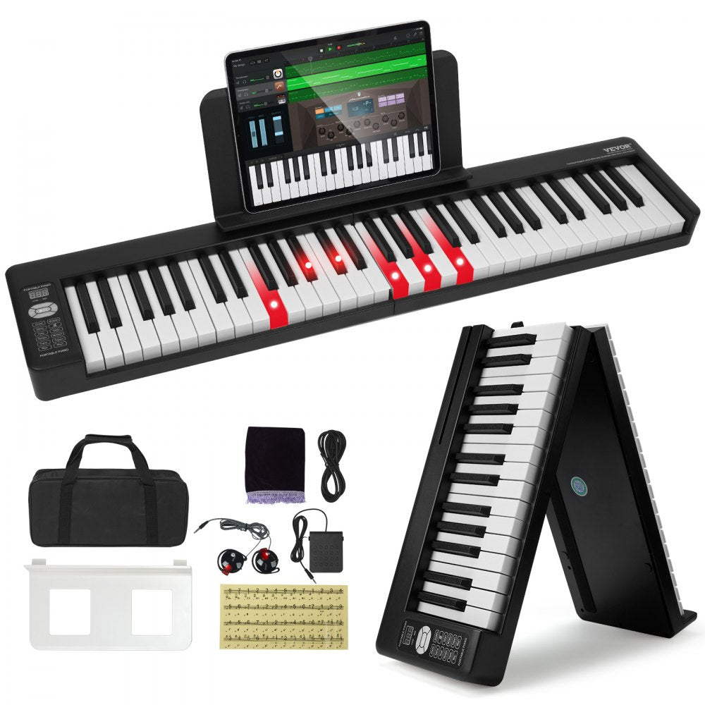 BX-11 - 61-Key Ultra-Slim Folding Piano with Bluetooth & LED Display