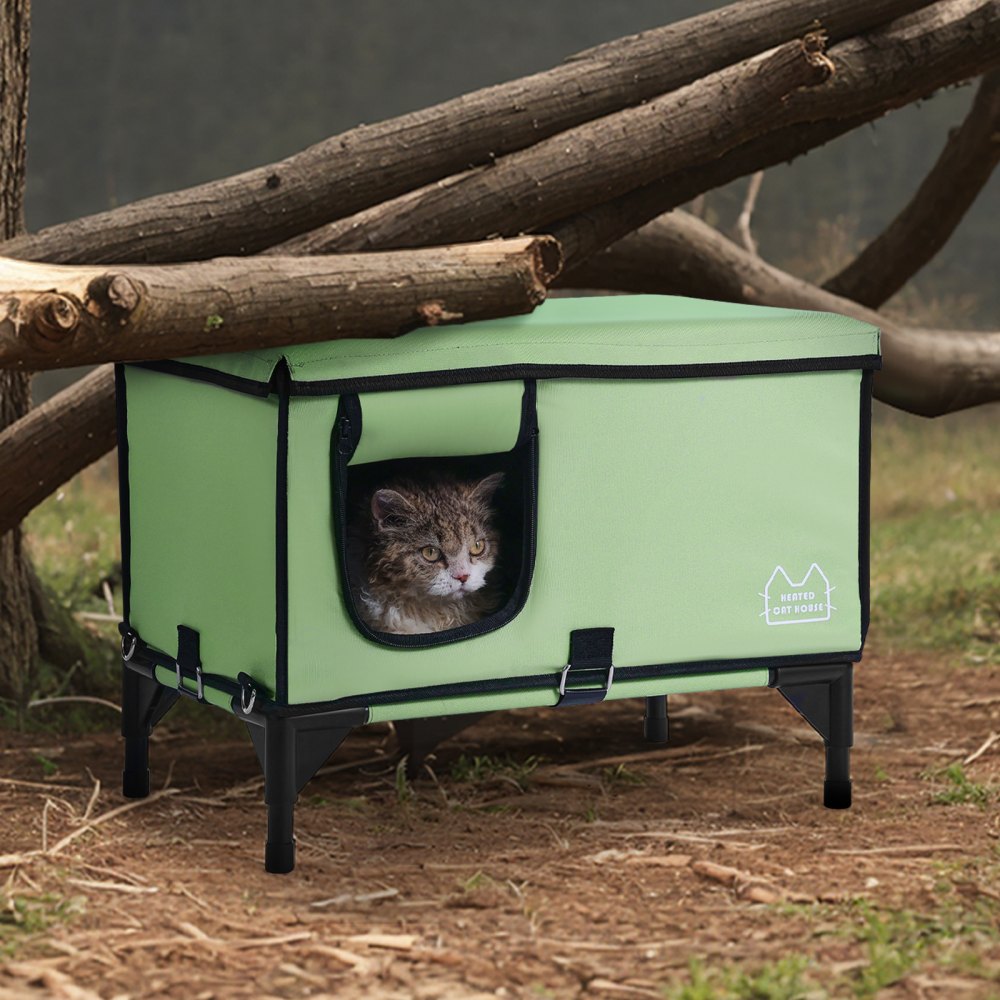 JUYI U8-M - Insulated Heated Cat House with Temperature Control and Windproof Stakes