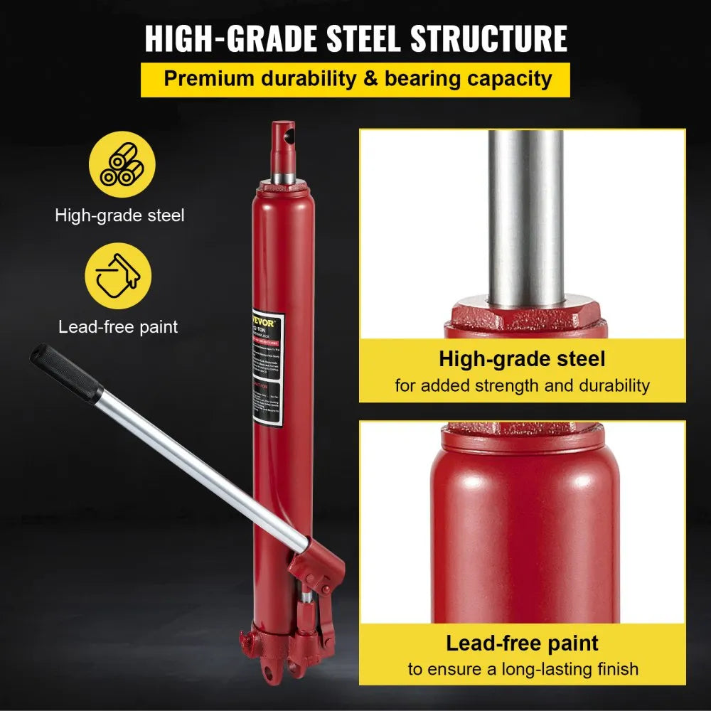 VV-CGQJD-HODJ-12T - 12-Ton Hydraulic Long Ram Jack for Fast Lifting