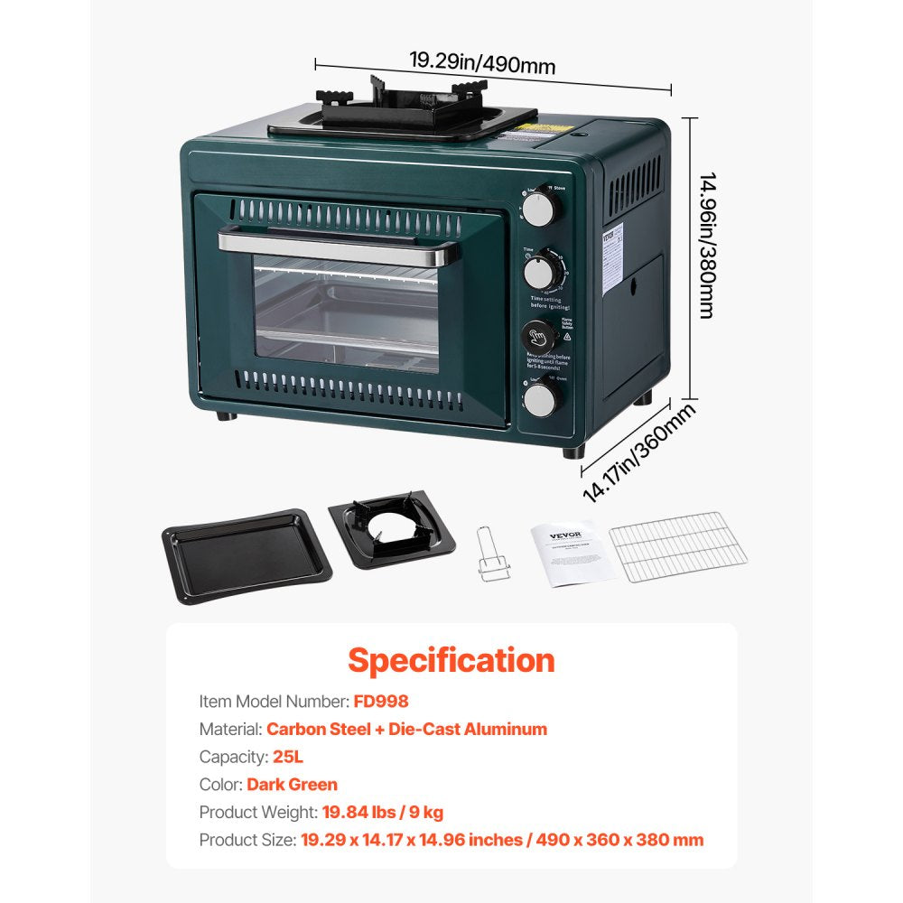 FD998 - 19.29" Portable Gas Oven-Stove Combo for Outdoor Cooking