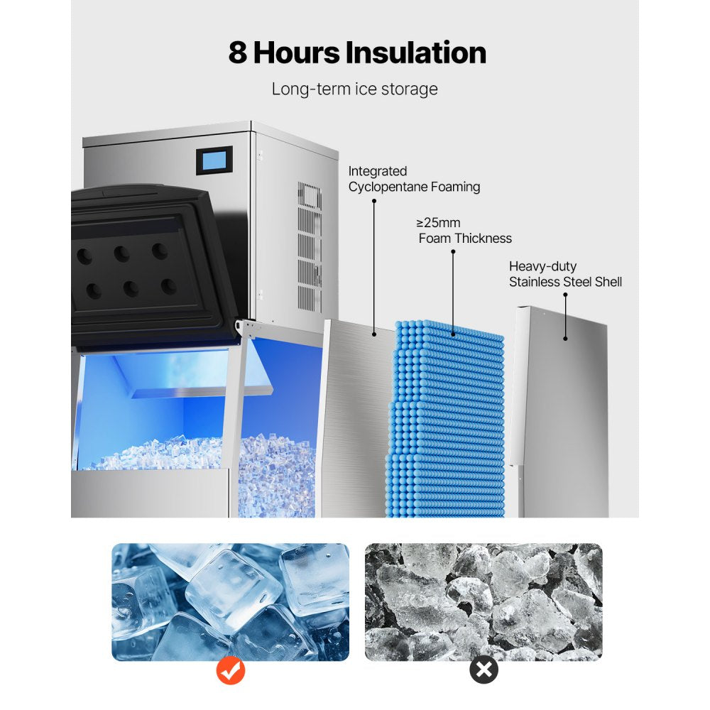 010767874696 - 400LBS/24H VEVOR Ice Maker with 250LBS Storage Bin