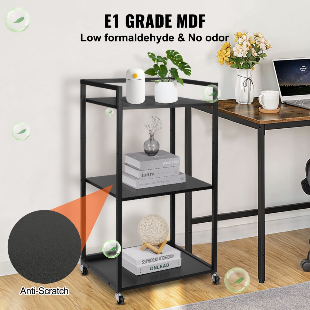 010449333536 - Adjustable Printer Stand with Wheels and 3 Tiers for Organization