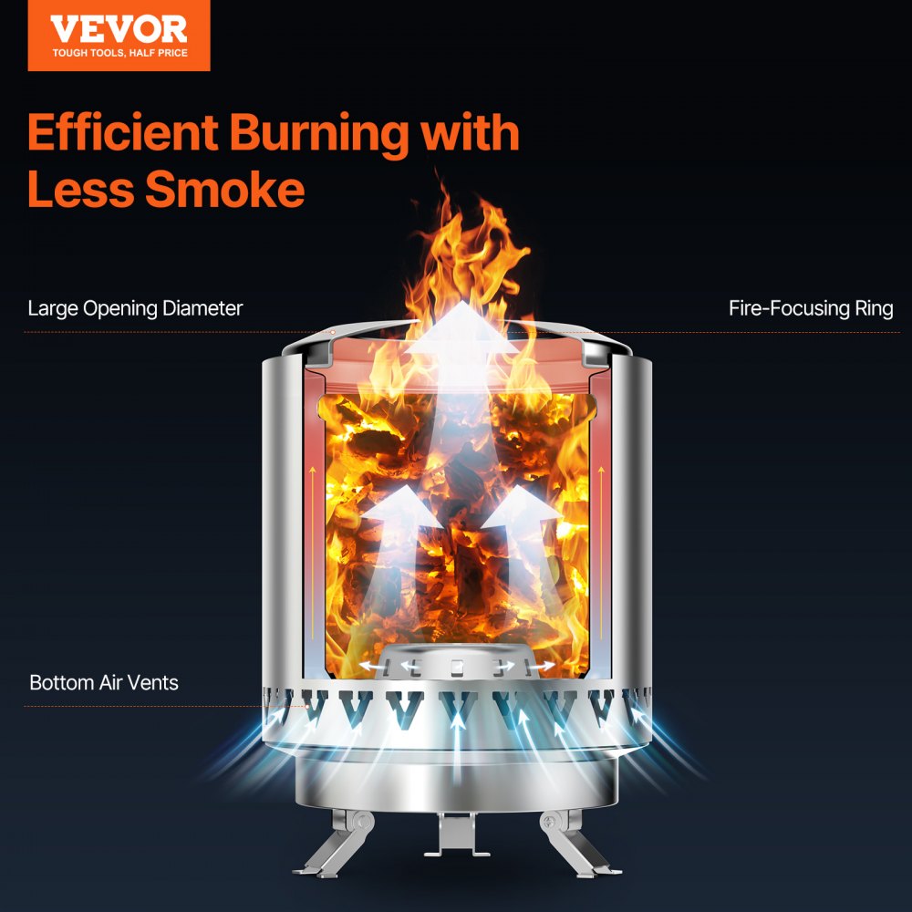 EH-008-1 - 6" Smokeless Stainless Steel Tabletop Fire Pit for Outdoor Relaxation