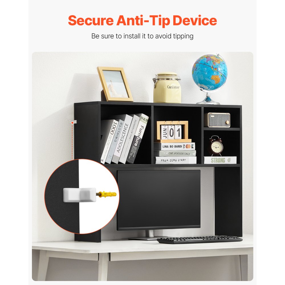 KLBS-01 - 37" VEVOR Desktop Bookshelf with Compartments & Anti-Tip Feature