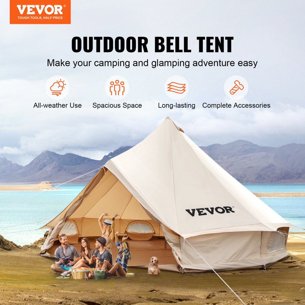 MGB-7824 - Durable 300gsm Canvas Bell Tent for 3-5 Campers