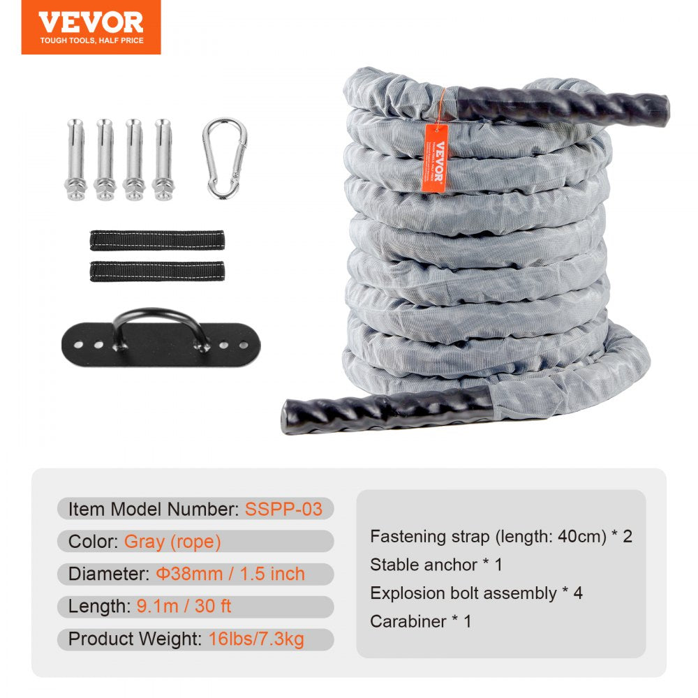SSPP-03 - 1.5" x 30Ft VEVOR Battle Rope for Full-Body Workouts