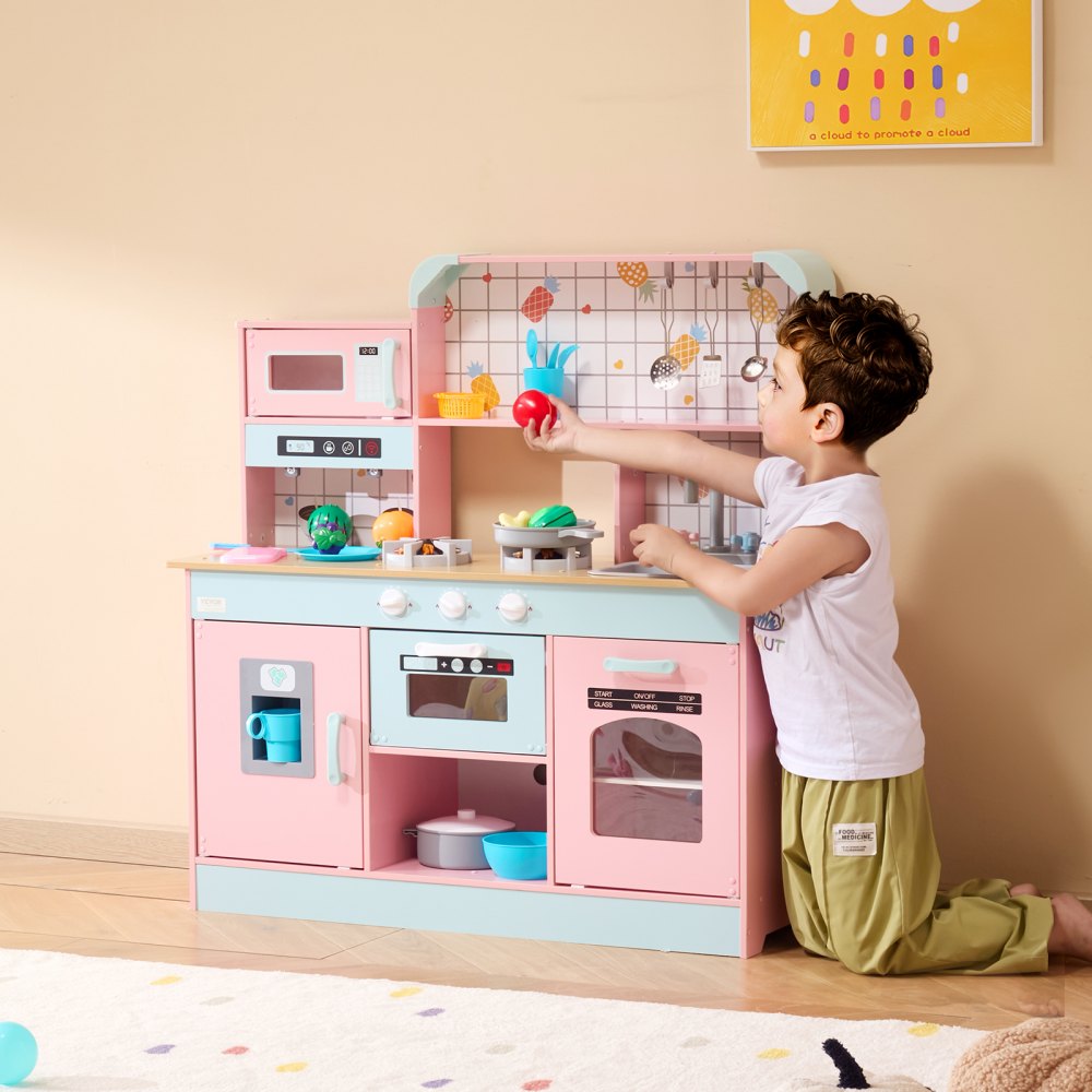 TLG81021 - VEVOR Kids Wooden Kitchen Playset with 24 Accessories