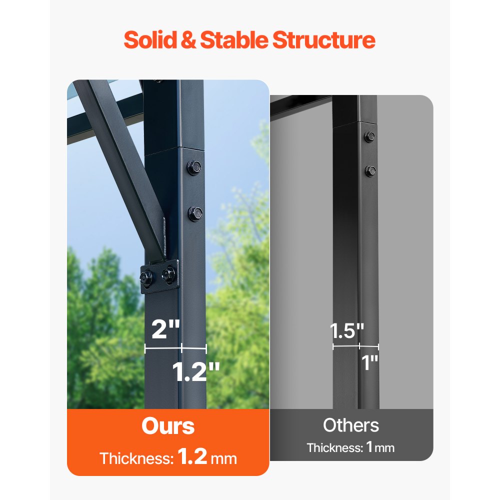 KD-TPQC-005-10x15ft - Heavy-Duty 10x15ft Carport with Q195 Steel Frame