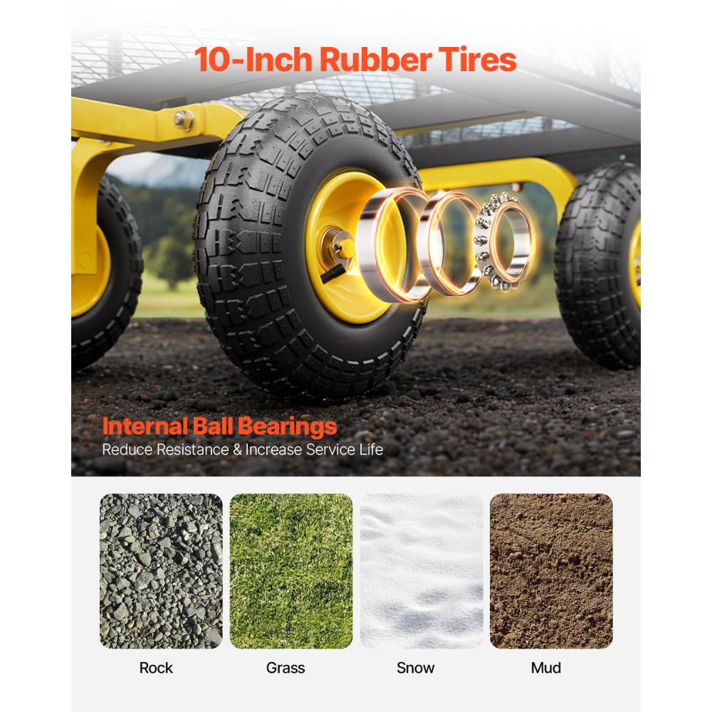 V500 - 500 lbs Q235 Steel Garden Cart with 10-in Tires