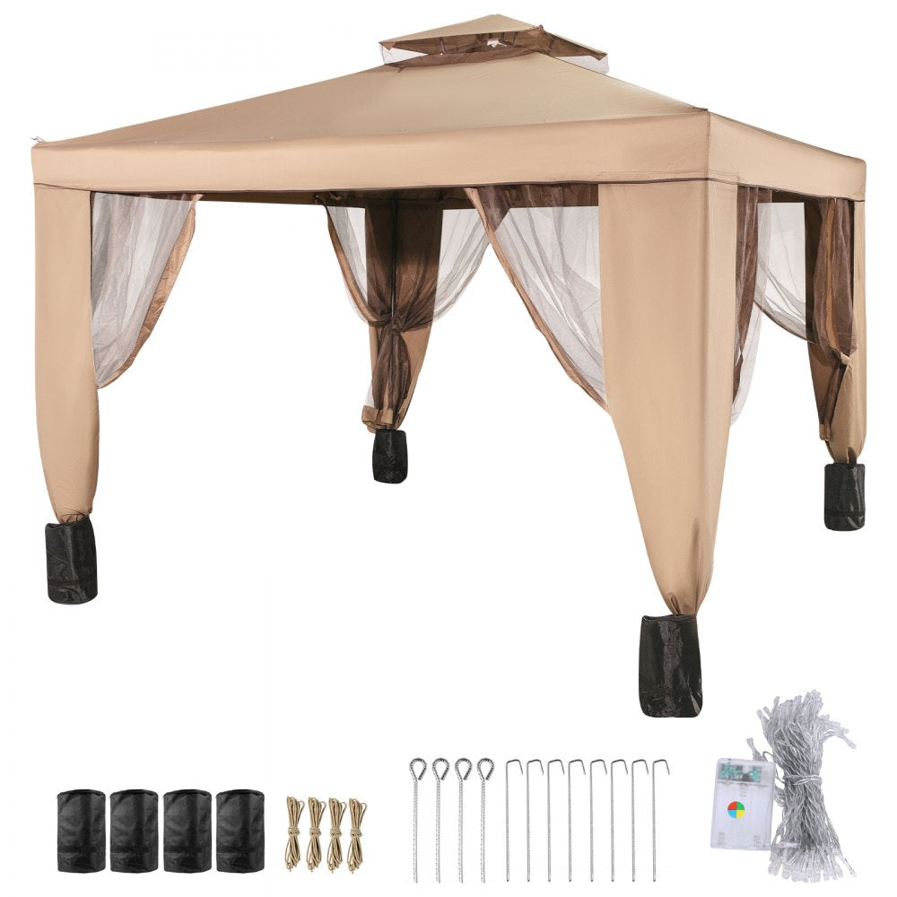 010897530908 - 10x10 ft Waterproof Gazebo Canopy with Netting and Steel Frame