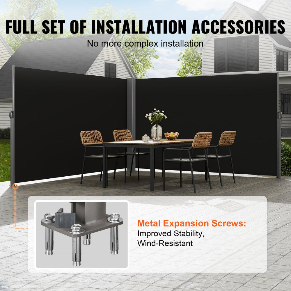 H033-2 - Black Retractable Awning 236" for Flexible Outdoor Privacy
