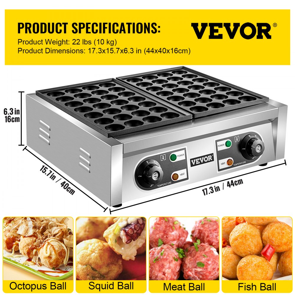 HT-56 - 2kW Stainless Steel Takoyaki Maker with 56 Slot Capacity