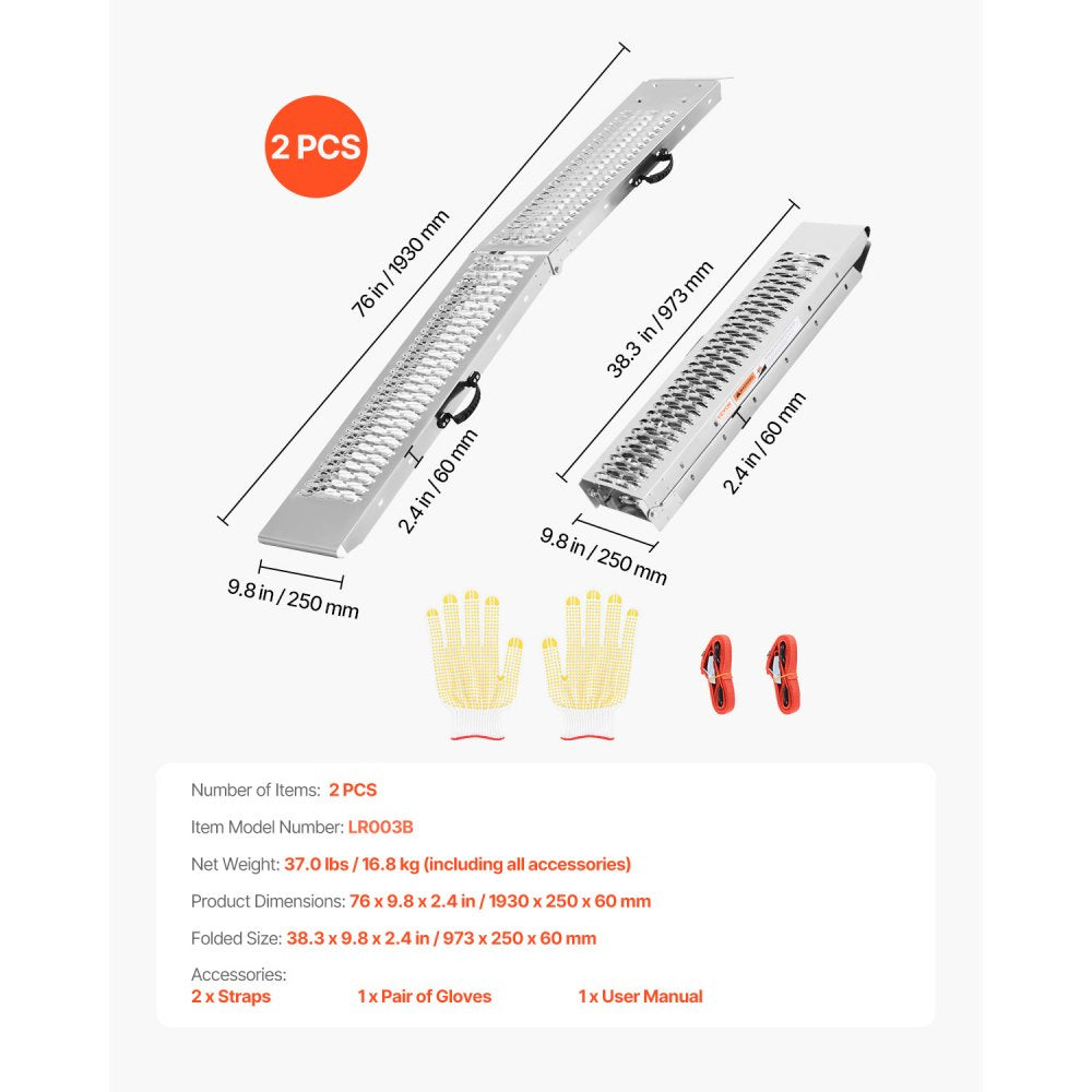 LR003B - Heavy-Duty 1000 lbs Steel Ramps for ATVs and Motorcycles