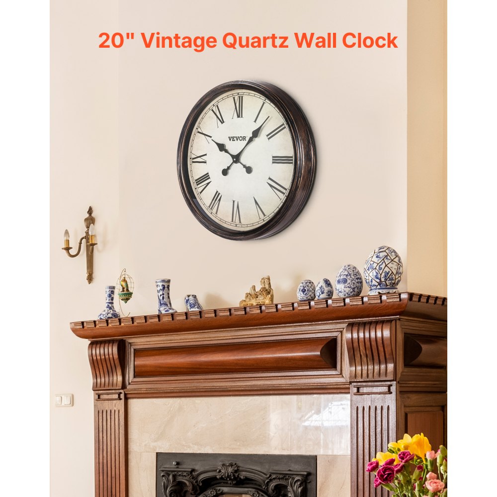 SX-001 - 20-Inch Silent Wall Clock with Roman Numerals