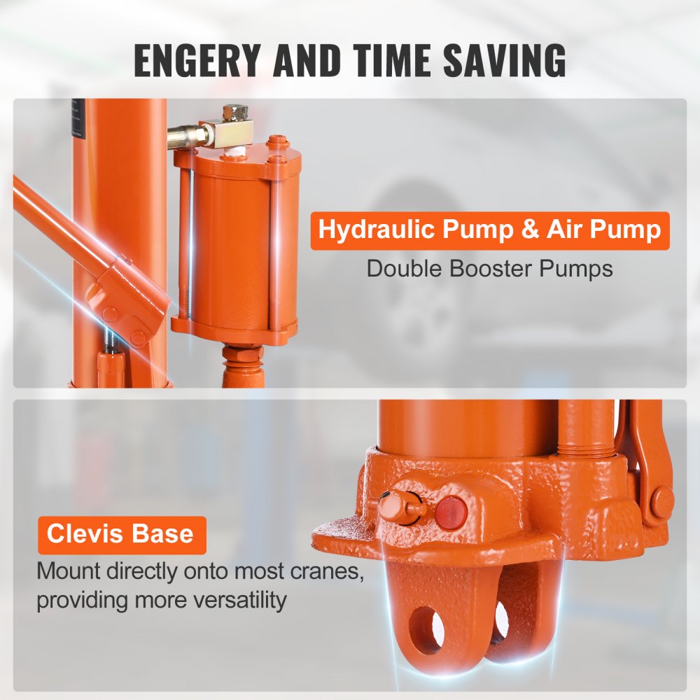 QJD-QDCB080A-00 - 8-Ton Hydraulic Long Ram Jack, 26"-46.1" Height Range