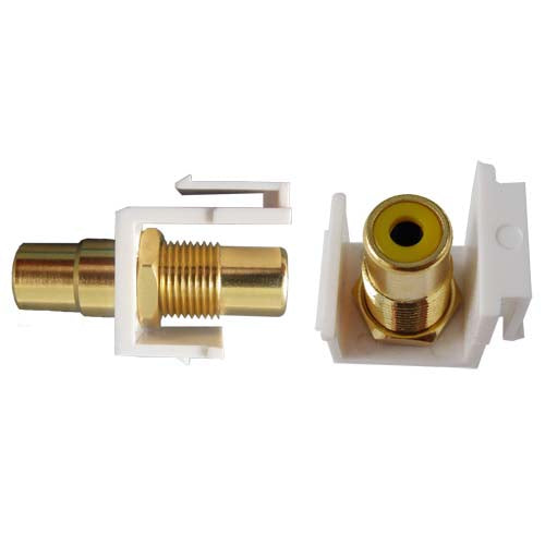 Vertical Cable 037-RCA/W/YL RCA Double Female Keystone Insert Gold Plated Yellow