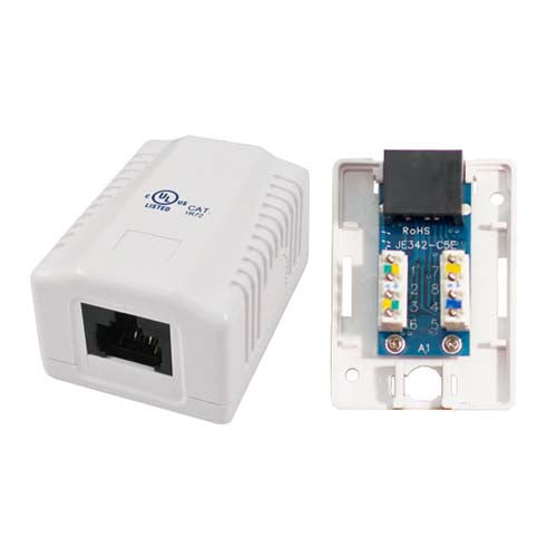 Vertical Cable 038-352WH 1-Port Surface Mount Box with CAT5E Jack White (Pack of 50)