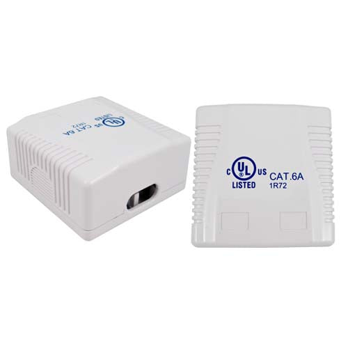 Vertical Cable 038-C6A/2P/WH 2-Port Surface Mount Box Shielded CAT6A Jack White (Pack of 50)