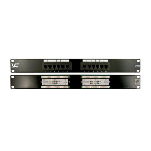 Vertical Cable 041-371/12 CAT5E 12 Port 19" Rackmount 1U Patch Panel ...