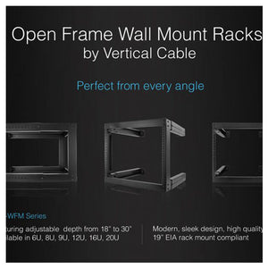 Vertical Cable 047-WFM-1626 16U Wall Mount Open Fixed Adjustable Black