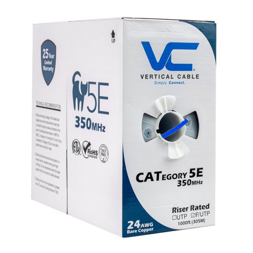 Vertical Cable 057-469/S/BL 24/8C Solid BC PVC Jacket CAT5E STP Cable Pull Box 1000FT Blue