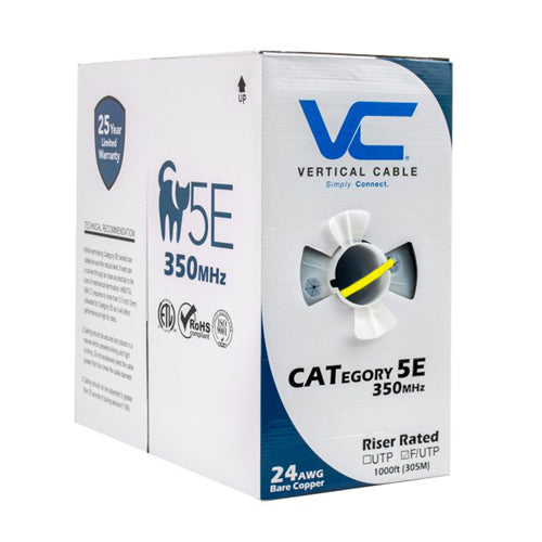 Vertical Cable 057-475/S/YL 24/8C Solid BC PVC Jacket CAT5E STP Cable Pull Box 1000FT Yellow