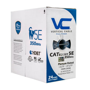 Vertical Cable 057-480/S/P/GY 24/8C Solid BC CU CAT5E Shielded F/UTP Plenum Rated (CMP) Cable 1000ft Gray