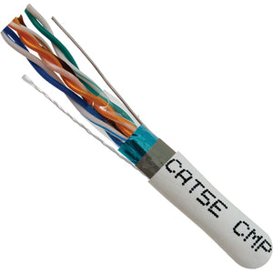 Vertical Cable 057-487/S/WH500 24/25P Solid BC CU CAT5E STP CMR Rated PVC Jacket Cable 500ft White