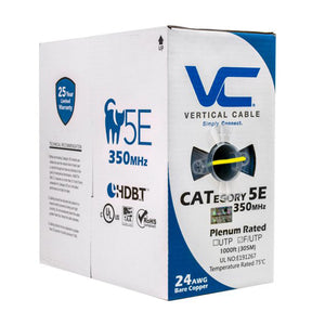 Vertical Cable 057-484/S/P/YL 24/8C Solid BC CU CAT5E Shielded F/UTP Plenum Rated (CMP) Cable 1000ft Yellow