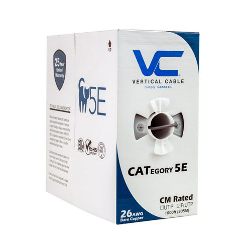 Vertical Cable 057-484/S/ST/GY 26/8C Stranded BC CU CAT5E F/UTP PVC Jacket Pull Box 1000ft Gray