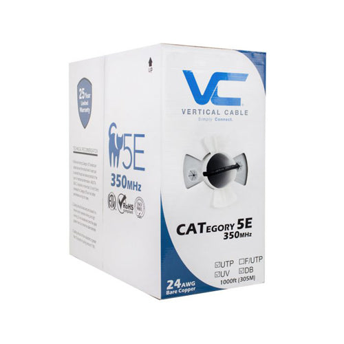 Vertical Cable 059-486/US/CMXT 24/8C CAT5E CMXT Unshielded Solid BC Direct Burial 1000ft Pull Box Black