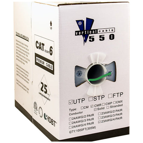 Vertical Cable 063-513/ST/GR 24/8C CAT6 UTP Stranded Bare Copper 1000ft Pull Box Green