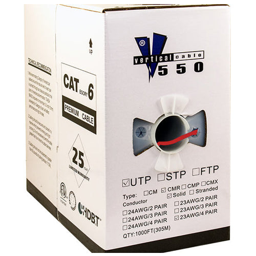 Vertical Cable 063-516/ST/RD 24/8C CAT6 UTP Stranded Bare Copper 1000ft Pull Box Red