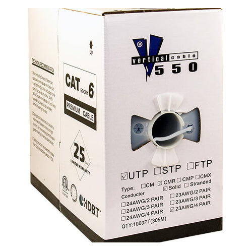 Vertical Cable 063-517/ST/WH 24/8C CAT6 UTP Stranded Bare Copper 1000ft Pull Box White