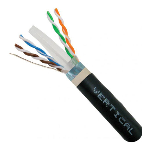 Vertical Cable 069-564/A/CMX 23/8C CAT6A CMX Solid Bare Copper Outdoor Rated Cable 1000ft Black