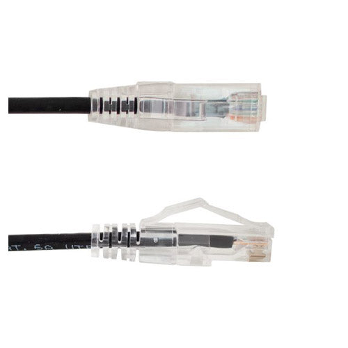 Vertical Cable 077-2019/1BK 28AWG CAT6A 1ft Stranded BC Mold-Injection-Snagless Patch Cord Slim Type Black