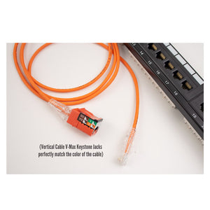 Vertical Cable 077-2023/1OR 28AWG CAT6A 1ft Stranded BC Mold-Injection-Snagless Patch Cord Slim Type Orange