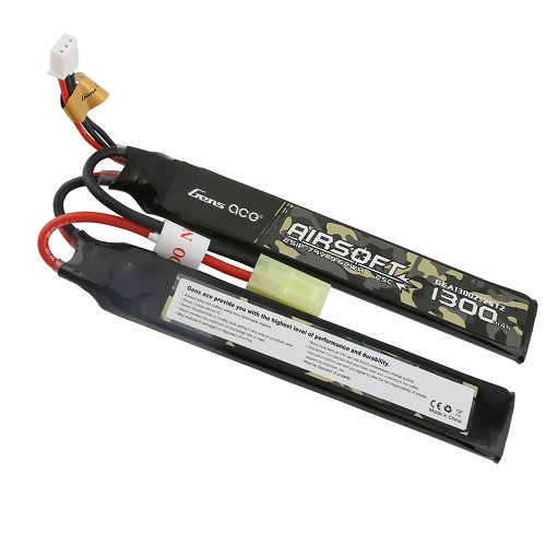 Gens Ace 1300mAh 2S1P 7.4V 25C 2X Battery With Tamiya Plug