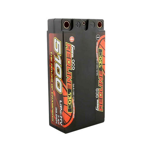 Gens Ace Redline Series 5100mAh 2S2P 7.6V 130C HardCase HV Shorty Lipo Battery