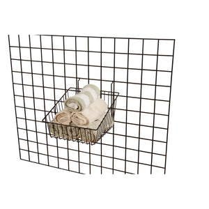 12"W x 12"D x 8"H Sloped Front Basket Fits Grid Panels, Slatwall & Pegboard Black Econoco BSK14/B