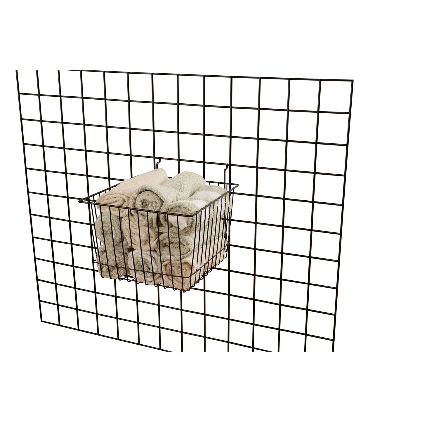 12"W x 12"D x 8"H Deep Basket Fits Grid Panels, Slatwall & Pegboard Black Econoco BSK15/B (Pack of 6)