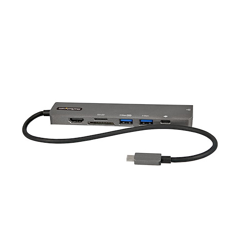 2-Port USB-C Hub 5Gbps Mini Dock 4K 60Hz HDMI 100W W/ 12" Attached Cable Multiport Adapter