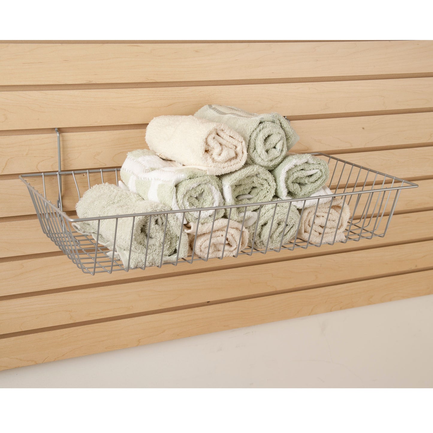 24"W x 12"D x 4"H Shallow Basket Fits Grid Panels, Slatwall & Pegboard Epoxy Chrome Econoco BSK11/EC