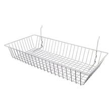 Econoco BSK11/W 24"W x 12"D x 4"H Shallow Basket Fits Grid Panels, Slatwall & Pegboard White (Pack of 6)