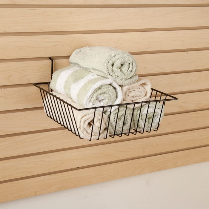 12"W x 12"D x 4"H Small Basket Fits Grid Panels, Slatwall & Pegboard Black Econoco BSK13/B