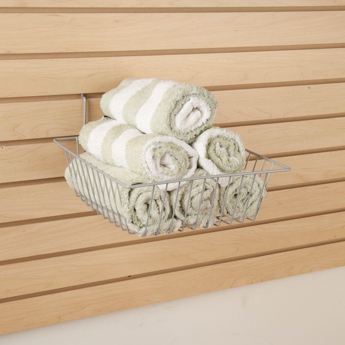 12"W x 12"D x 4"H Small Basket Fits Grid Panels, Slatwall & Pegboard Epoxy Chrome Econoco BSK13/EC (PACK OF 6)